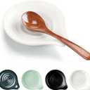 HaWare Spoon Rest for Stove Top, 5.1" Ceramic Spoon Holder for Kitchen Utensils, Coffee Spoons, Spatula, Heat-Resistant Cooking Utensil Rest for Kitchen Counter Decor, Ivory White