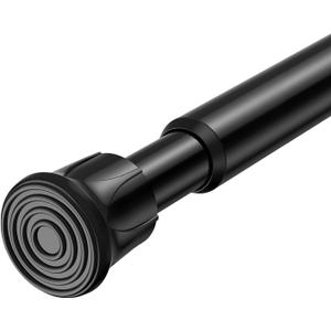Tension Rod 28 to 48 inch, Adjustable Curtain Rods No Drilling Spring Rods Extendable Pressure DIY Tension Rod for Window Closet Kitchen, Black