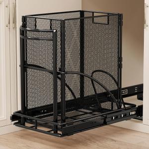 ANASTA Cabinet Trash Can Pull Out Kit, Heavy Duty Under Sink Garbage Can Pull Out Track + 7 Gal Bin, Under Cabinet Slide Out Organizer, Trash Can Drawer Slide for Counter, Botes de Basura para Cocina (Black)