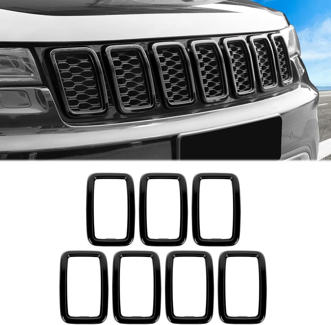 JeCar Grille Inserts ABS Grill Cover Trim Kit for 2017-2021Jeep Grand Cherokee WK2, Black