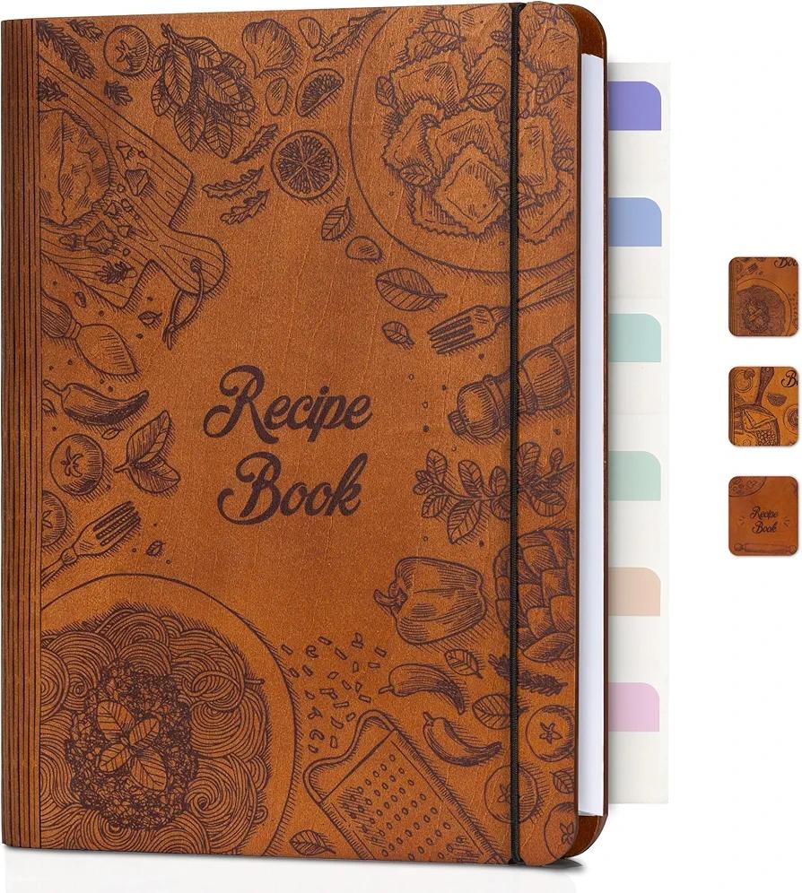 Ikedas Woodcover Blank Recipe Book to Write in Your Own Recipes, Custom Recipe Book for Handwritten Recipes, Thoughtful Recipe Binder, Recipe Journal Gift for Family Members, Spaghetti Version