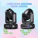 Moving Head Light 150W Stage Lights 8 Gobos 8 Colors 12 Channels Beam Spotlights 18-Face Prism DMX 512 with Sound-Activated for Party Event Wedding DJ Lighting (2)