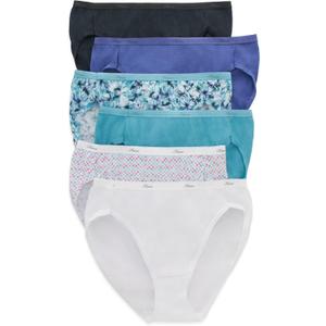 Hanes women's Hi-Cut Panties Pack, Lightweight Cotton Hi-Cuts, 6-Pack (Retired, Colors May Vary) (L)