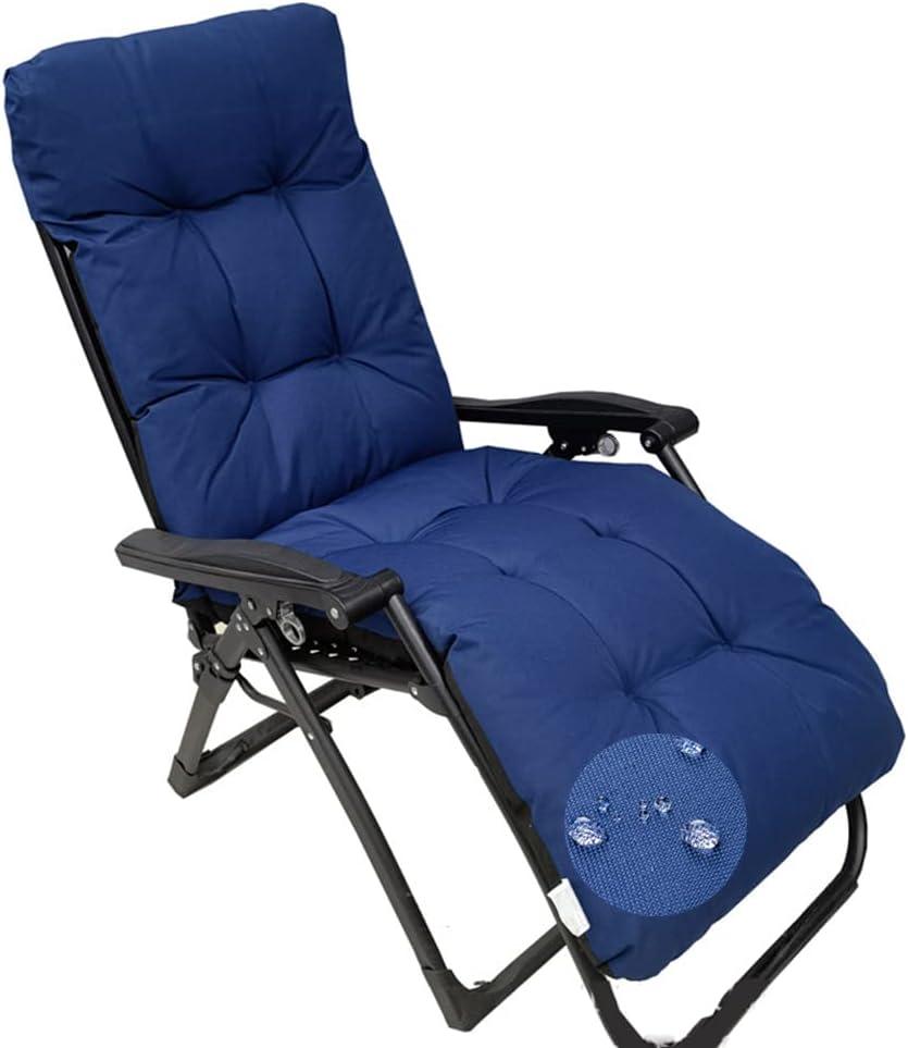 Srutirbo Waterproof Patio Lounge Chair Cushion, Indoor Outdoor Sun Lounger Pad Replacement with Ties, Rocking Chair Sofa Cushion Non-Slip High Back Chair Cushions, 66 Inch (Blue)