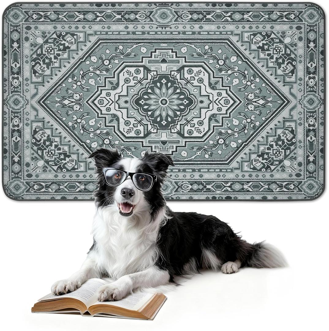 FXW Washable Pee Pads for Dogs, Puppy Pads with Super Absorbent, Specifically Designed for FXW Rollick/Homeplus 24inch 6 Panels Dog Playpen, 39" x 63" Rectangle, Boho Grey, 1 Pack