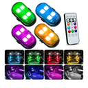 GSOWO Upgraded 4PCS Wireless LED Strobe Lights with Remote, 8 Colors Waterproof Anti-Collision Aircraft Strobe Light, USB-C charging Warning Light for Car Interior Motorcycle Drone Bike New Year