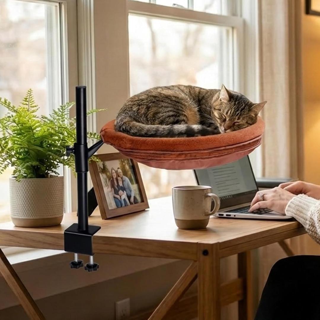 Cat Desk Bed, 360° Rotating & Height Adjustable