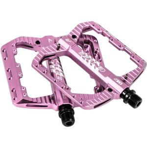 ENLEE Mountain Bike Pedals Flat, 3 Sealed Bearing Lightweight Aluminum Metal Bike Pedals 9/16", Waterproof MTB Pedals Flat with Removable Anti-Skid Nails for Adult Mountain Road BMX Bike (Pink)