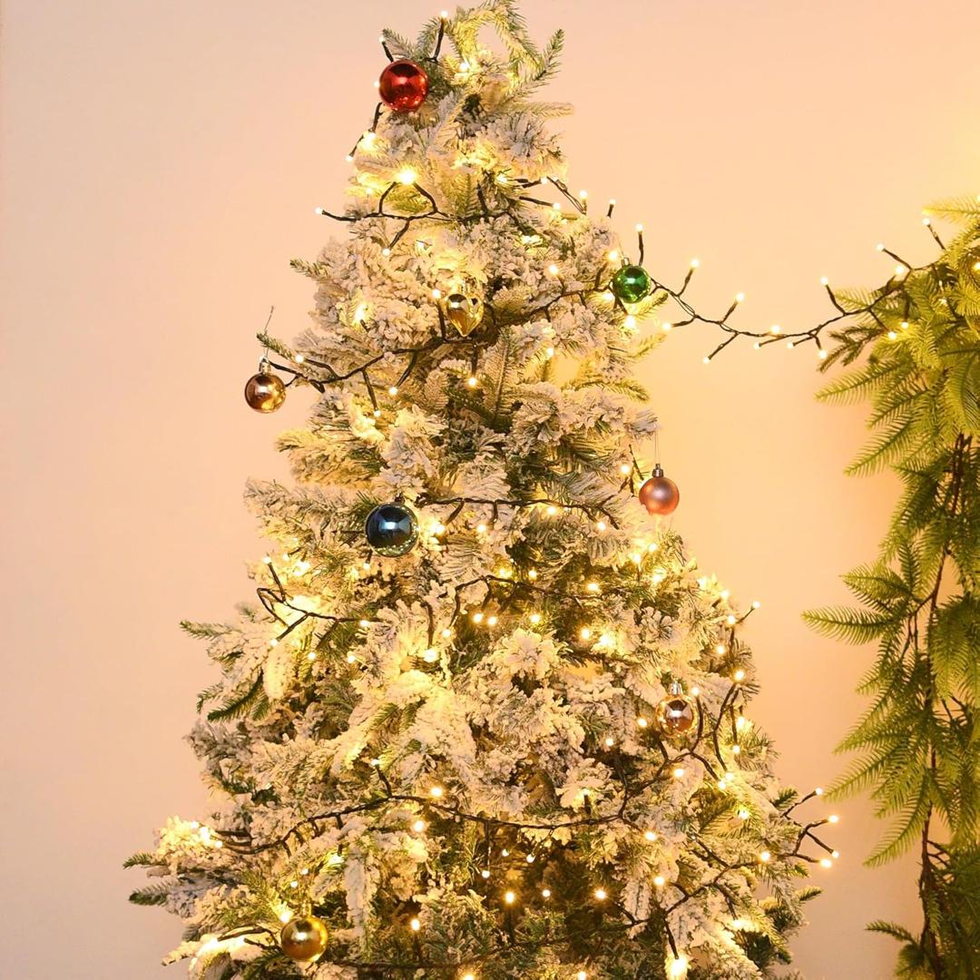 Cluster Lights Christmas 1500 Led Fairy Lights Green Wire 158FT Twinkle Lights with Remote 8 Modes String Lights Timer Plug in Firecracker Fairy Light for Outdoor Valentines Day Decorations,Warm White