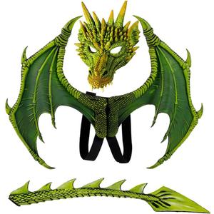 CRTEPST Dragon Costume for Kids Boys Girls, Dragon Wing Tail Mask Set,Halloween Dinosaur Cosplay Set for Child