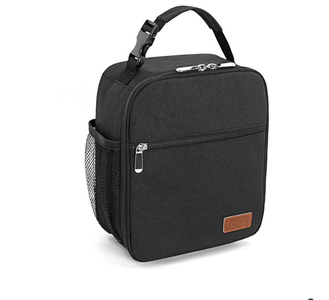Femuar Lunch bag for Men Women Adults Small for Office Work Picnic  Reusable Portable Lunchbag, Black