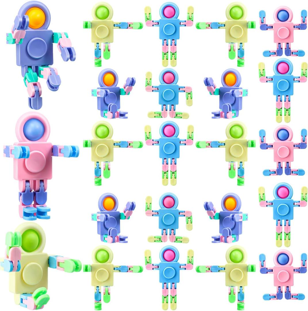 Hanaive 8 Pcs Robot Fidget Spinners for Kids Transformable Fingertip Gyro Chain Toy Deformable DIY Stress Relief Fidget Sensory Toys Adults Piata Goodie Bag Stuffers Valentine Party Favors Gift