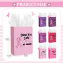 Abbylike 36 Pcs Breast Cancer Awareness Gift Bags with Handle 6 Styles Pink Ribbon Cancers Fighter Gifts Bags with Tissue Paper for Women Breast Cancer Awareness Party Supplies