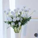 LVEFIT 10 Pcs Ice Blue Kiku Flower Fake Mums Long Stem Flowers,Faux Kiku Flower Bulk,Silk Flowers Mini Chrysanthemum Floral Arrangements,Artificial Flowers Chrysanth Mini Fake Flower