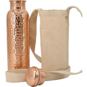 Kitchen Science- Copper Craft 34oz Copper Water Bottle with Canvas Bag  Lab-Tested, Leak-Proof, Heavy Duty, Ayurvedic Drinking Bottle