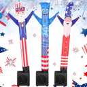 Shappy 3 Pcs Mini 4th of July Tables Decorations Patriotic Mini Inflatable Tube Man Red White Blue Waving Inflatable Tube Guy with Blower Independence Day Wacky Toy for Farmhouse USA Veteran Party