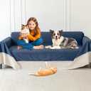 Cat Scratch Furniture Protector - Anti-Slip, Waterproof Sofa Cover to Keep Cats Off, Pet-Friendly Couch Protectors for 3 Cushion Couch, Anti-Scratch Couch Cover for Pets and Kids 150"X91"Navy Blue