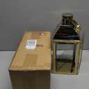 JHY DESIGN 15" H Stainless Steel Decorative Candle Lanterns with Tempered Glass Vintage Elegance for Indoor Outdoor Events Parties and Weddings(Gold)