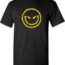 Evil Smile Face Funny Graphic Tee Bold Style for Men with Casual Men's Tee Shirt While Standing Out in Novelty T Shirts (3X-Large, Black)
