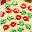 Kingdder 12 Pairs Christmas Party Sunglasses Supplies Joy Noel Merry Holly Hohoho Red and Green Christmas Decoration Friendsmas Sunglasses Party Favors for Holiday Photo Booth Game Supplies