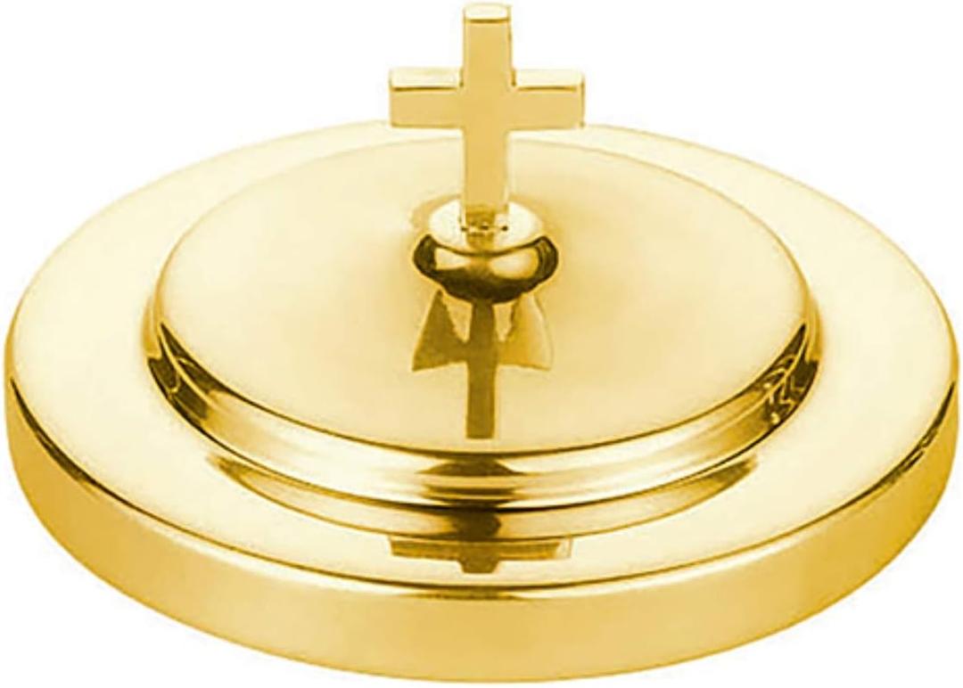 Sudbury Polished Brass Tone Bread Plate Communion Tray Cover, 6 1/2 Inch