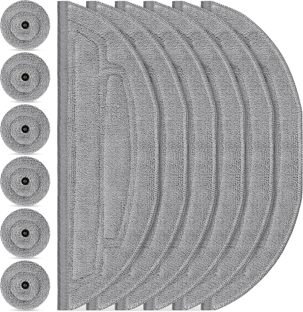 12 Pack Mop Pads Refills for Roborock S8 MaxV Ultra / S8 Max Ultra Robot Vacuum, 6 Pack Mop Cloth with Dual Sonic Vibrations Modules, 6 Pack Edge Mop Pads Accessories