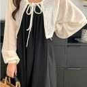 Milumia Women's Tie Front Lantern Long Sleeve Cardigans Knit Lightweight Crop Tops (S)