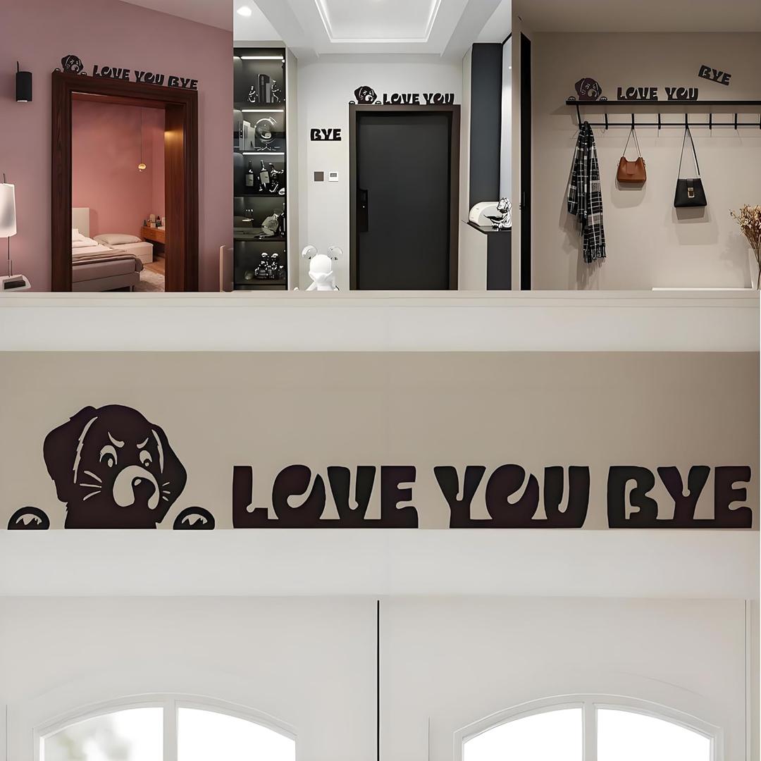2 x Love You Bye Wood Signs Wall Decor 43",Home Decor with Dogs Cute Signs,Modern Entryway Hallway Wall Boho Art Decorations Express Love and Warm Family Door Decor Sign (Dog)