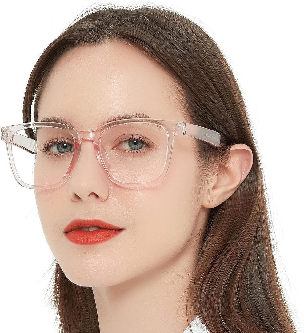 AEZUNI Oversize Square Reading Glasses for Women Oversized Trendy Large Readers 1.0 1.5 2.0 2.5 3.0 3.5 (Pink,100)