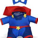 DolliBu Superhero Stuffed Animal Dress Up Set - Blue Super Hero Cape, Suit and Eye Mask Costume - Pretend Play Clothes for Teddy Bears - Large for 8 to 10 Inch Plush Toys