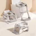 Potty Training Seat, Upgrade Toddler Toilet Seat for Kids Boys Girls, 3 in 1 Potty Training Toilet with Step Stool Ladder-Non Slip Foldable (Gray+White)