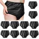 Vinsatin 10 Pcs Adult Plastic Diaper Cover Pull-On Cover Plastic Pants Reusable Incontinence Waterproof Pants(X-Large,Black)