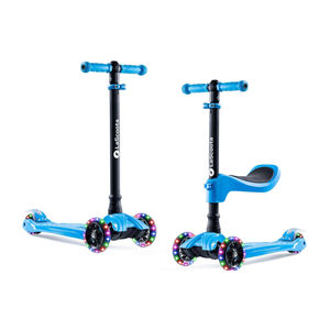 LaScoota 2-in-1 Kids Kick Scooter for Boys & Girls with Seat
Adjustable Height Handlebars and Removable Seat, 3 LED Lighted Wheels and Anti-Slip Deck, for Aged 3-12 and up to 100 Lbs