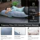 MOON PARK Pregnancy Pillows for Sleeping - 57 Inch U Shaped Full Body Maternity Pillow with Removable Cover - Support for Back, Legs, Belly, Hips - Pregnancy Pillow for Women - Grey