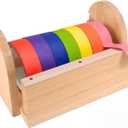 Sabary Wooden Washi Tape Dispenser Multi Roll Masking Tape Holder Organizer with Acrylic Cutter for Craft Painter Gift Wrapping 9.8 x 5.8 x 5.8 Inches