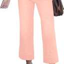 Women's Cropped Wide Leg Jeans Butterfly Elastic High Waisted Baggy Flared Jeans Trendy Stretchy Denim Pants (Pink, S)