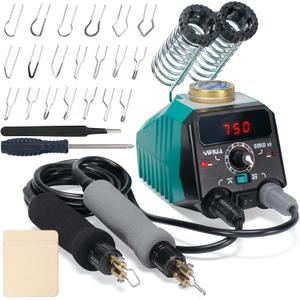 YIHUA 939D-VI Dual Pen Wood Burning Kit with Digital Display with 20 Wire Nibs, Detachable Wood Burning Pen, 2 Wood Pieces, Tweezers Used as Wood Burning Tool