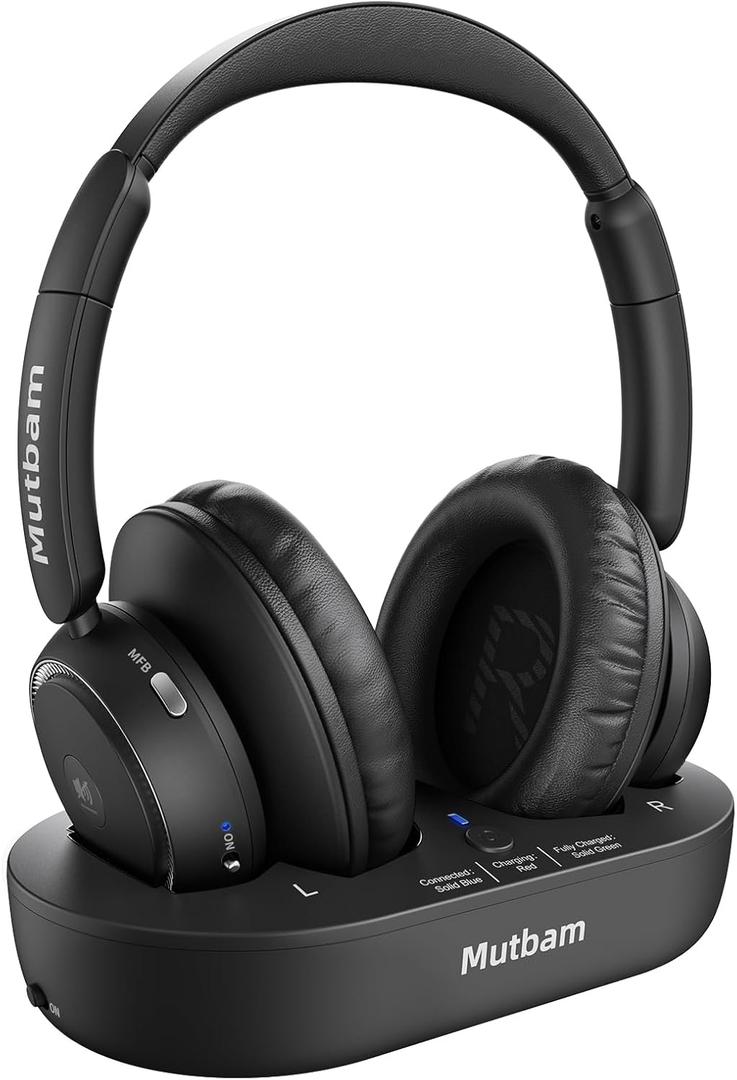Wireless Headphones for TV, TV Headphones Wireless for Seniors with Charging Dock, Ideal Gifts for Seniors, 65H Playtime Plug-Play, Assistive Hearing, Low Latency, Perfect for Elderly Seniors