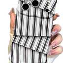 2 x I-MGAE-IN-AR Cute for iPhone 17 Pro Max Case Striped Phone Case [Curly Wave Edge] [Full Camera Protection] [14 FT Drop Protection] Soft TPU Slim Shockproof Phone Cover for Men and Women, Black