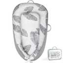 KISS GOLD Baby Lounger - Breathable Soft Cotton Cover Baby Lounger Nest, Babies Essentials Gifts, Portable Lounger for Baby Tummy Time Floor Playing Seated Support for Home and Travel (Grey Feather)