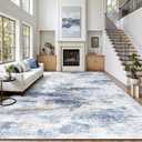 8x10 Area Rugs, Abstract Morden Soft Washable Rug, Non-Slip Low Pile Rugs for Living Room, Bedroom, Dining Room, Home, Office(Rust Blue/Brown)