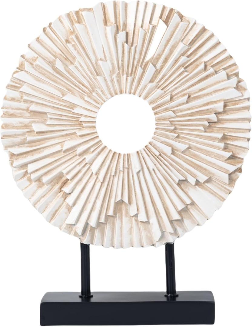 Minimalist Round Statue Above Cabinet Decor Kitchen, Modern Decorative Sculpture Home Decorations for Living Room Coffee Table, Office Decor Items, Center Pieces Decoration (White)