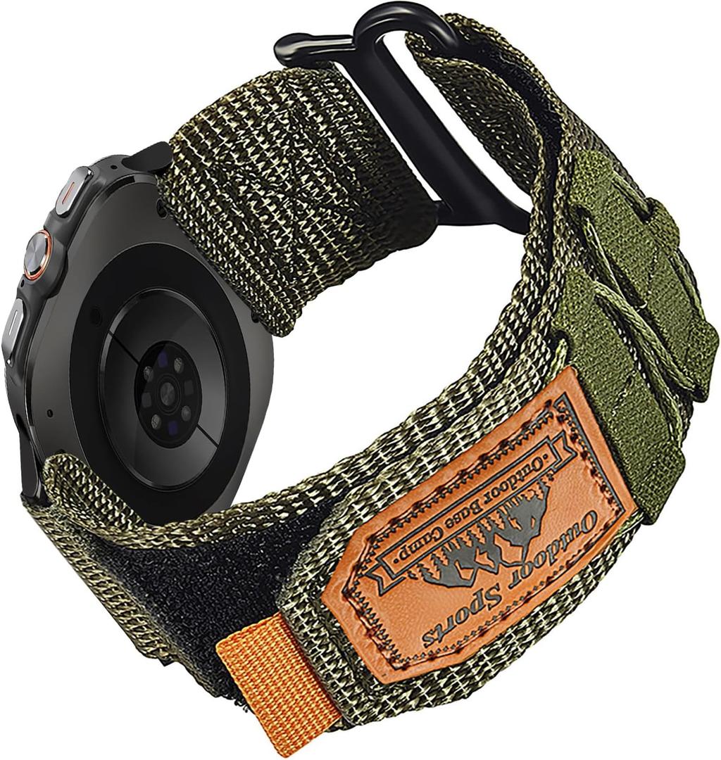 Nylon Elastic Wide Soft Bands Compatible with Samsung Galaxy Watch Ultra 47mm for Women Men, Adjustable Sport Comfort Loop Replacement Straps. (Green)