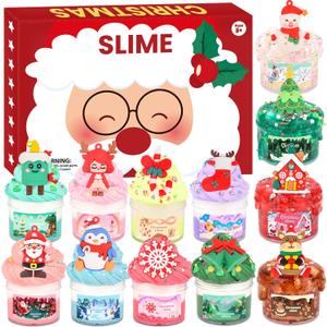 Advent Calendar 2025, 24 Days of Christmas Countdown Calendar, Different Butter Slime Jelly Slime Fluffy DIY Kit for Girls and Boys, 4-10 Year Old Kids Stocking Stuffers