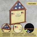 HBCY Creations Flag Display Case with Certificate Holder for 3' x 5' American Flag, Solid Wood with Glass Front with Wall Mount or Standing Display, Rustic Brown