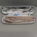 Travel Utensils Set with Case Reusable Portable Cutlery Set Stainless Steel 8pcs Including Dinner Knife Fork Spoon Chopsticks straws(Rose Gold)