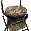 MDSTOP 360 Degree Swivel Hunting Chair for Ground Blinds, Folding Hunting Seat, Fishing Chair, Lightweight, Portable, Padded Cushion for Dove Deer Hunting, Fishing, Camping(No. 3 Reed Camo)