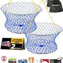 2Pack 24" Stainless Collapsible Crab Net, Crab nets for Crabbing | Crabbing with 50ft Rope, Bait Bag, Clip Ruler Complete Recreational Crabbing Gear for Dock, Pier & Shoreline Fishing