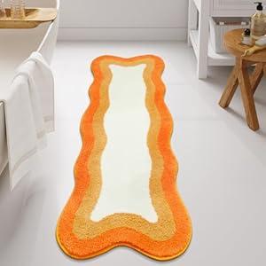HAOCOO Large Bathroom Rugs Runner, 24x59 Inch Irregular Shape Shower Rugs for Bathroom, Microfiber Absorbent Washable Non Slip Shower Mat for Bathroom Floor Sink Tub Bedside