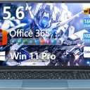 Naclud 15.6 Inch Laptop Computer, Windows 11 Laptops with 16GB RAM 1024GB SSD, Celeron N5100, Office 365, IPS FHD, WiFi 6, 53.2WH Battery, 180 Viewing, HDMI, Cooling Fan, for Business and Students